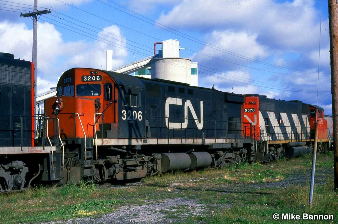 In the late 70's and early 80's MLW power was used on trains to Midland.
The primay products hauler were grain an silica glass sand from Killarney to the Indusmin plant.
Algoma Marine hauled the sand in and CN took it out!