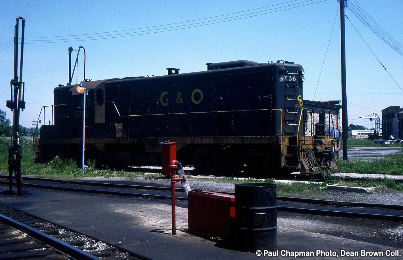 C&O GP9 5736 at the shop in St. Thomas, ON