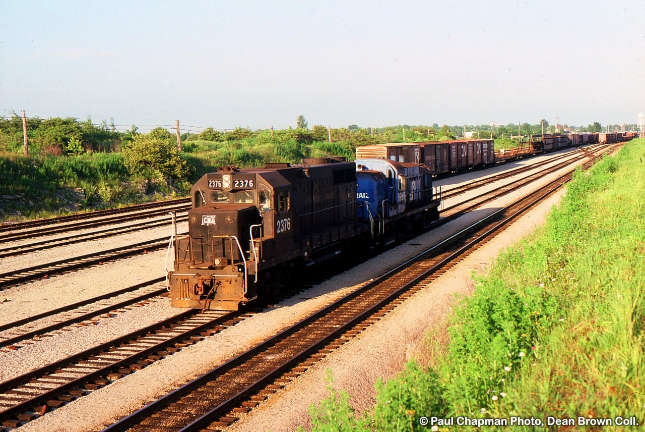 CR GP35 2376 and CR RS-3m 9989 at Duff on transfer between CR and CN.