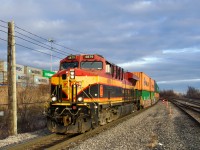 My last train of 2024 as CPKC 133 heads west through Lachine yesterday afternoon with 102 cars and KCSM 4879 solo (no DPU).