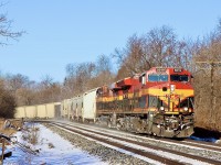 It would appear the KCS Tier 4 GE’s are still some of the freshest looking u its on the roster thankfully. A pair of KCS units is still worth the effort for me to head out for and a nice break in the clouds and a light covering of snow helps too. Here KCS 5019 and an another faded GE’s kick up a little fresh powder as they head into Erindale. 