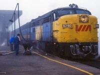 The eastbound Canadian undergoes servicing at Ottawa before continuing east to Montreal.  

<br><br><i>Scan and editing by Jacob Patterson.</i>