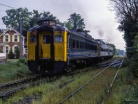 <a href=https://www.railpictures.ca/?attachment_id=53525>Budd cars from train 632</a> are seen departing Stouffville for Spadina as equipment move 633 near the end of August, 1982. In the coming days trains 631/632 will make their final runs on Friday, September 3, 1982, with GO Transit assuming operations the following Tuesday, September 7.

<br><br><i>Scan and editing by Jacob Patterson.</i>