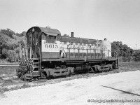 CPR MLW S11 6615 is assigned to the Guelph yard job, seen parked downtown on the former ramp track.

<br><br><i>Original Photographer Unknown, Jacob Patterson Collection Negative.</i>