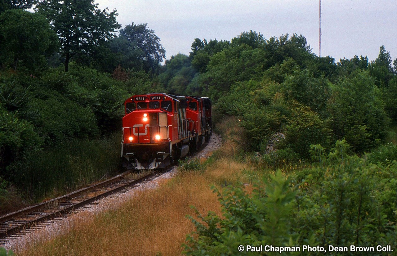 CN 449 was rerouted up on the CN Thorold Sub due to a work block on the CN Grimsby Sub at Iron Bridge. All CN trains were detoured up to Thorold and crossed at Bridge 10 into Port Robinson.