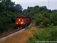 CN 449 was rerouted up on the CN Thorold Sub due to a work block on the CN Grimsby Sub at Iron Bridge. All CN trains were detoured up to Thorold and crossed at Bridge 10 into Port Robinson.