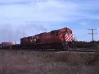 A pair of CP M636s, 4707 and 4731, lead an eastbound freight somewhere in Manitoba.  The location I wrote on the slide has no rail service and the nearest line is about 50 miles away and it is CN (that explains why no map).