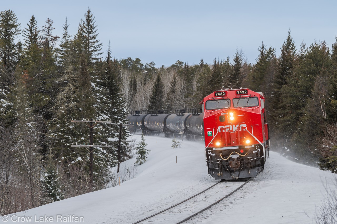 With just a couple miles left to Chapleau CP train no. 420-22 has one of the newest units taking charge. CP 7432 is one of a handful of 7400's on the roster. All of them received a new coat of paint in CPKC's newest scheme picked by its own employees.