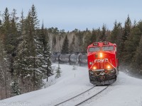 With just a couple miles left to Chapleau CP train no. 420-22 has one of the newest units taking charge. CP 7432 is one of a handful of 7400's on the roster. All of them received a new coat of paint in CPKC's newest scheme picked by its own employees.