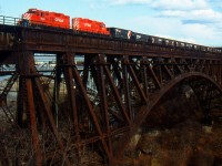 CP 8240 North crossing the Suspension Bridge from Niagara Falls NY to Canada.