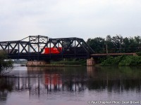 CR GP9 7433 Northbound departing Montrose and crossing over the Welland River on their way back to Welland.