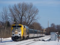 VIA 65 has just passed CN St-Henri with VIA 907 and six LRC cars.