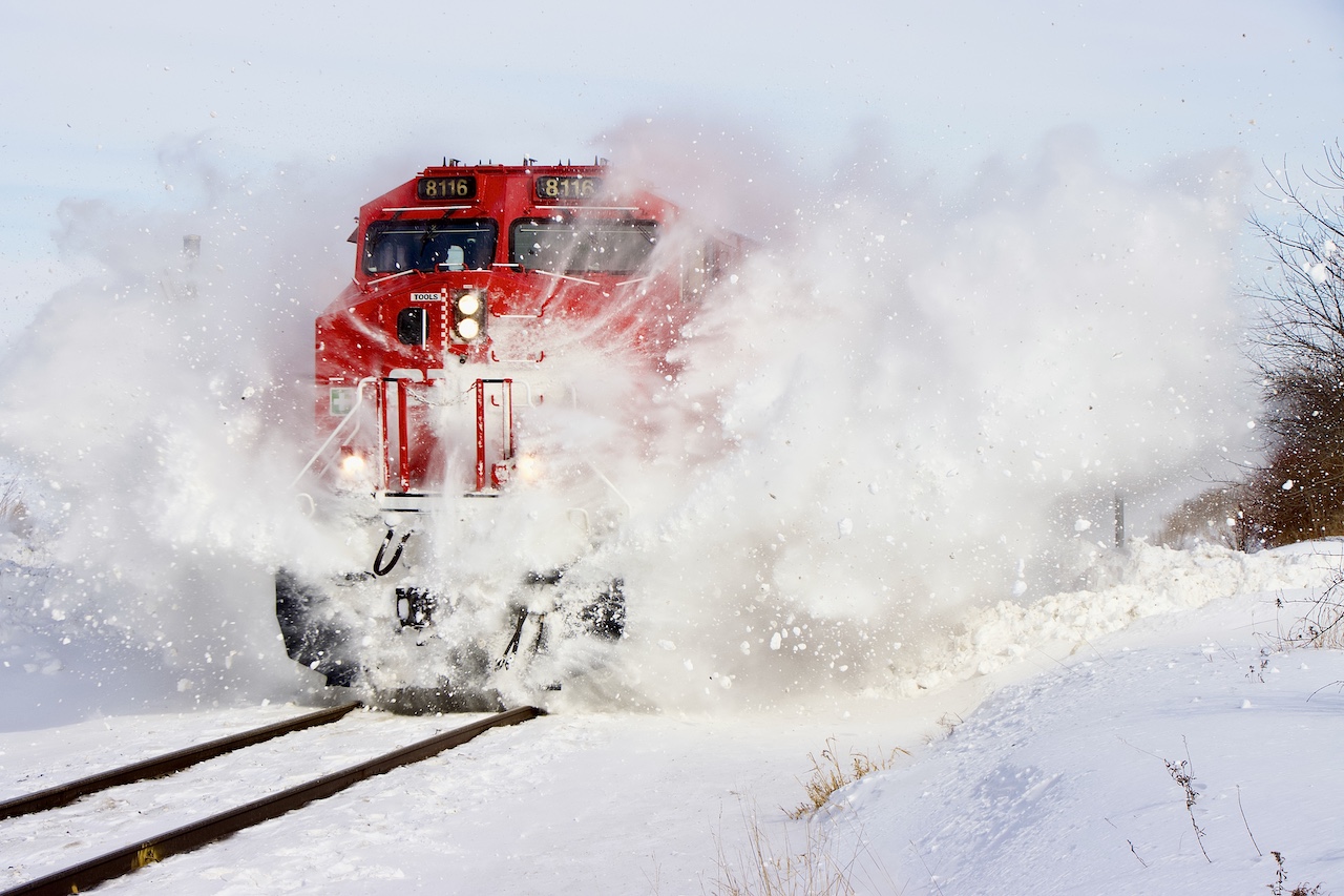 So hearing CPKC train 135 had fresh CPKC painted 8116 leading the goal was to find a nice open broad side location. After passing through Rayside and seeing decent snow across the track my boys out for another railfanning PD day convinced me to stay here. After all one day the CPKC painted units will be a dime a dozen, lol. I think this time we made the right choice as the train hustled westbound clearing out the crossing once more.