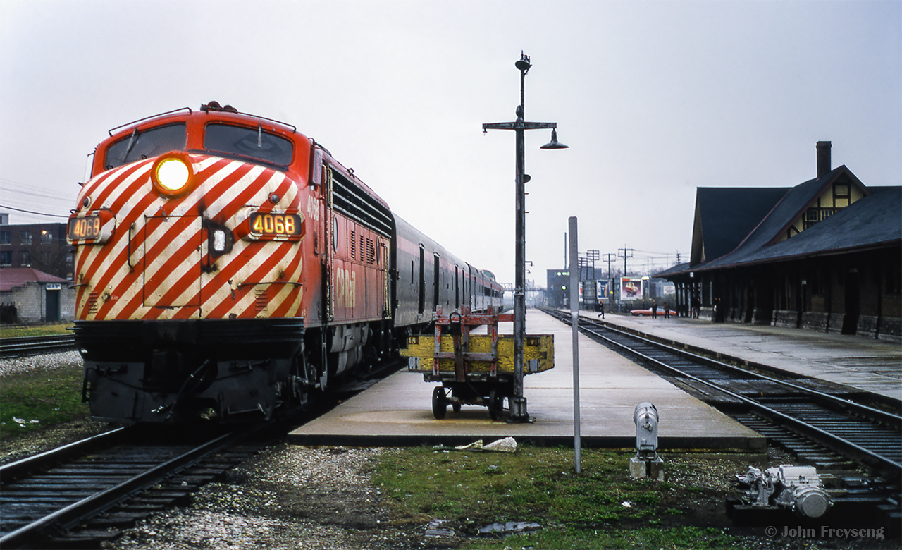 CP Rail's Canadian pauses at West Toronto station.

Scan and editing by Jacob Patterson.