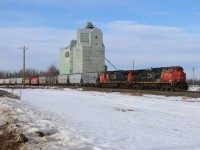 On the ground, where NAR GP9s once trod...G 84851 03 heads south to Edmonton's Walker Yard behind a pair of CN Dash 9-44-9CWLs. Although mostly grain, this train also had lumber and other merchandise traffic. 

For an aerial view, see Rob Eull's photo
https://www.railpictures.ca/?attachment_id=56174

"From the land of the mighty Peace..."
