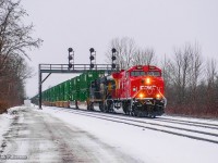 After meeting CPKC 237 at Welland, 133 passes through CN Duff on approach to the International Bridge.