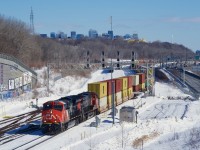 CN 149 is through an s-curve as it passes Turcot Ouest with CN 3286 & CN 3817 for power