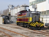 Waterloo Central Railway (WCR) begins its work at the Lanxess chemical plant in Elmira, ON with 8140. I've heard the unit is actually not owned by WCR which begs the question about what reporting marks it uses. That being said, it's interesting that it's in WCR paint. The unit looks spectacular with classic CP paint, and I was happy to have the opportunity to photograph this operation.