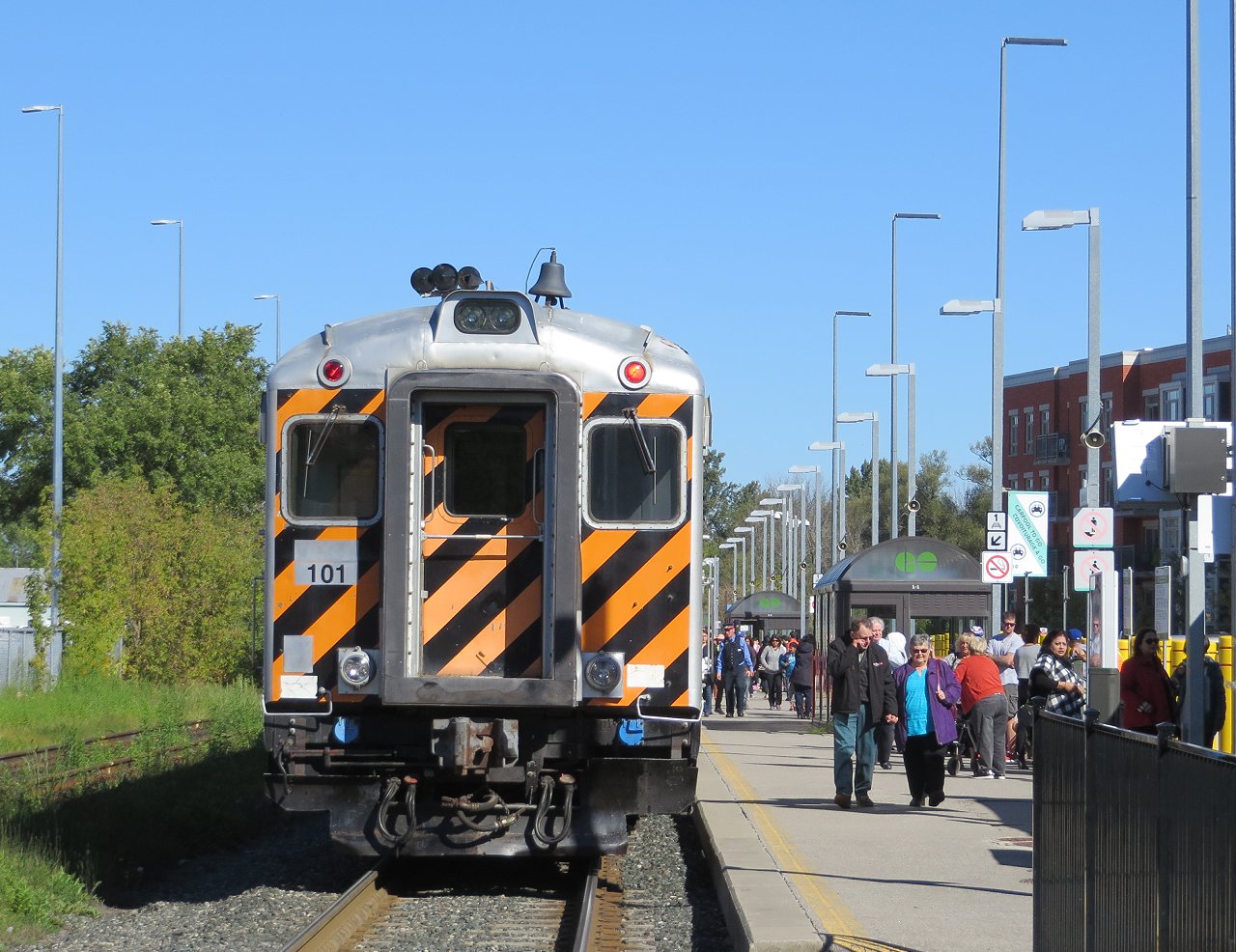 The York-Durham train has stopped for its layover prior to returning to Uxbridge. I was doing the engineer for a day program and had a great time. Seeing grade crossings from an engineers perspective was a real eye opener.