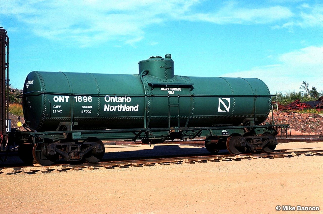 ONR Water service car awaiting its next call to work train service at North Bay Yard.