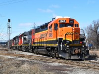 BNSF 2968 leads the CN Hamilton 06:00 job on their second trip down the N&NW Spur this morning with two gondolas for Triple M Metal by Parkdale Yard. The train is photographed at the CP diamond just west of Gage Avenue North. 