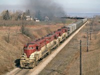 TH & B 72 slugging a big train uphill at Vinemount