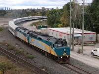 With VIA detouring over the Bala and York subs (due to GO construction work on the Kingston sub), time to head over to the "Toronto Access Line" to catch the action. But first, a stop at Doncaster to catch the Canadian as it passes the CN maintenance building on the (northwest quadrant) York-Bala connecting track...